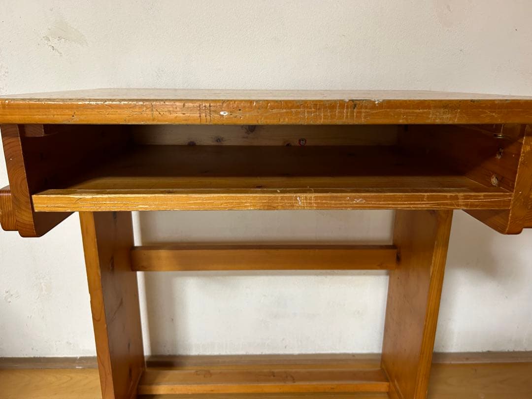 ウッドデスク　ウッドチェアー　学習机　昭和　レトロ