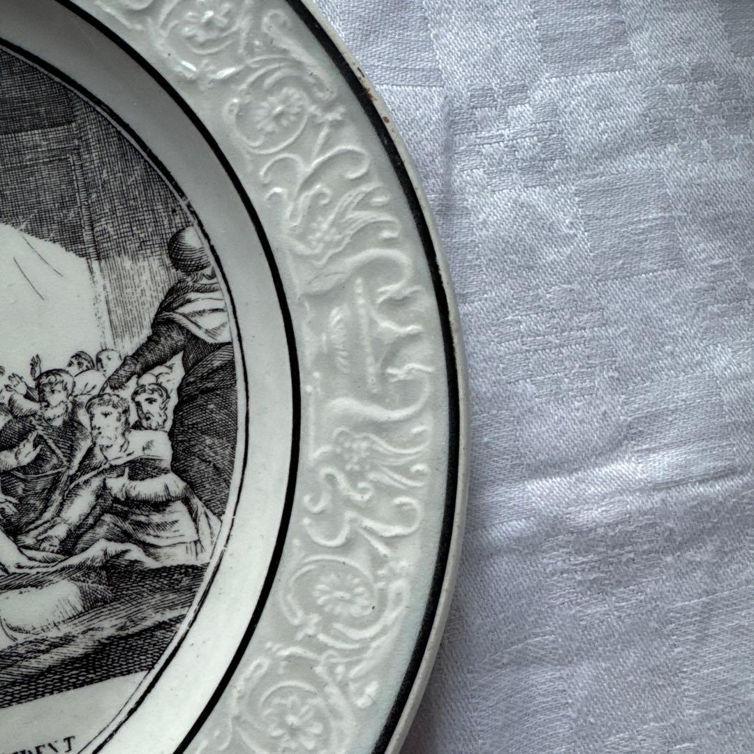 フランスアンティーク　ショワジールロワ　グリザイユ　デザートプレート　平皿