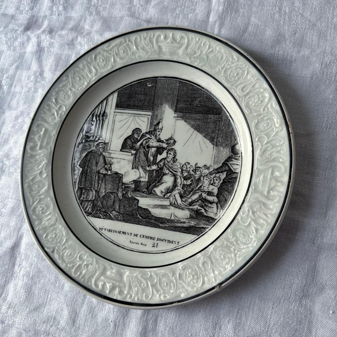 フランスアンティーク　ショワジールロワ　グリザイユ　デザートプレート　平皿