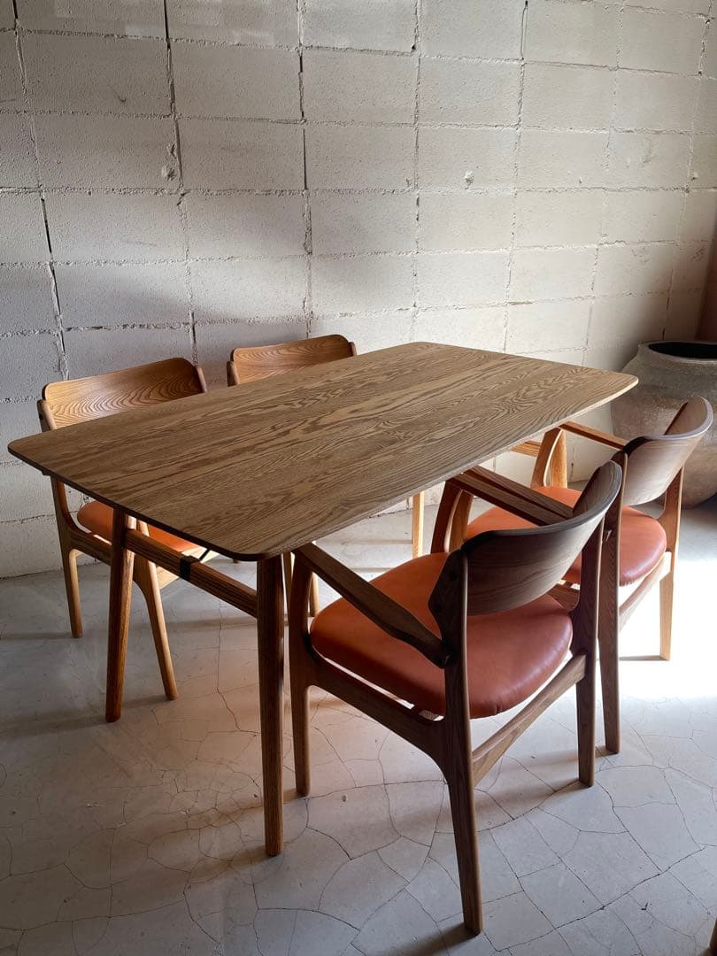 MOMO NATURAL ダイニングチェア　本革　アルダー材無垢　2点セット