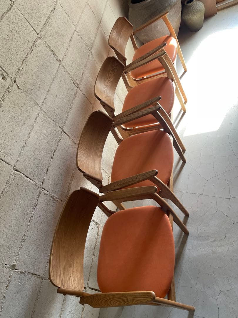 MOMO NATURAL ダイニングチェア　本革　アルダー材無垢　2点セット