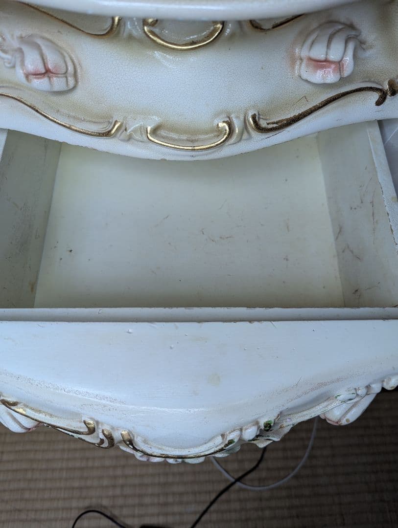 ロココ調 ドレッサー 豪華 姫系 椅子つき アンティーク 鏡台 ミラー