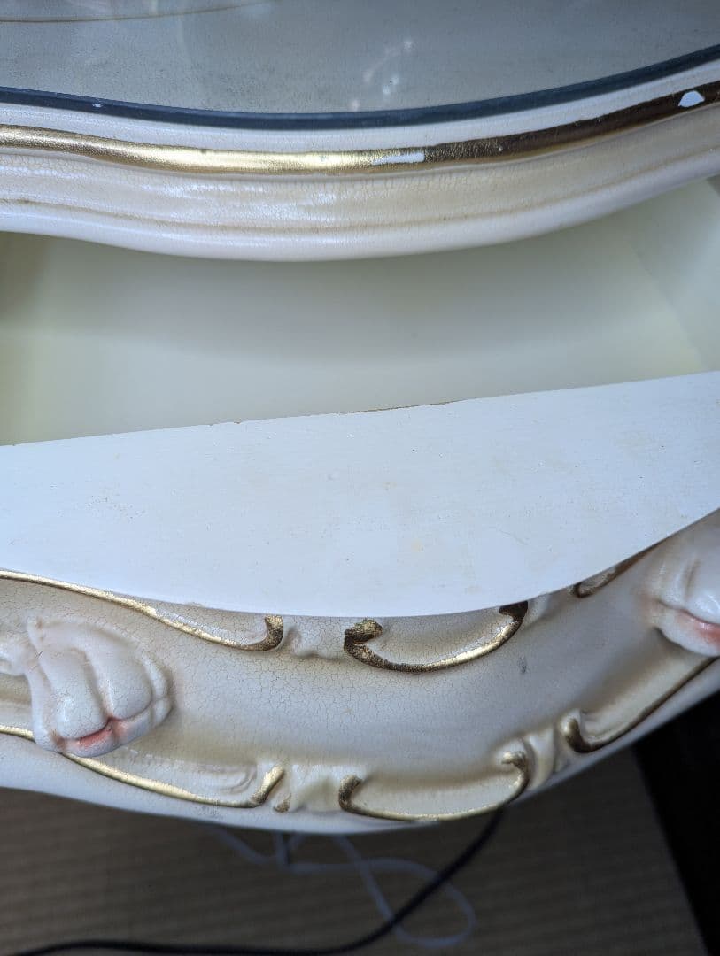 ロココ調 ドレッサー 豪華 姫系 椅子つき アンティーク 鏡台 ミラー