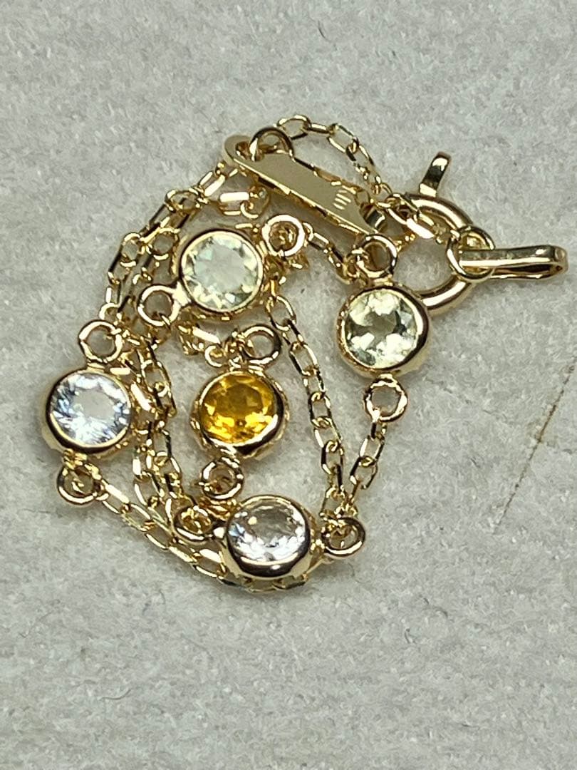 極美品 K10YG イエロー系カラーストーン ブレスレット（L&Co.）