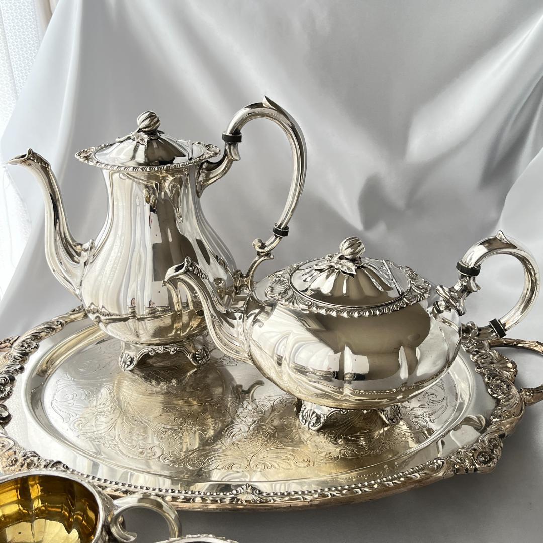 【Haddon】メロンフォルムのティーサービス 4点【シルバープレート】