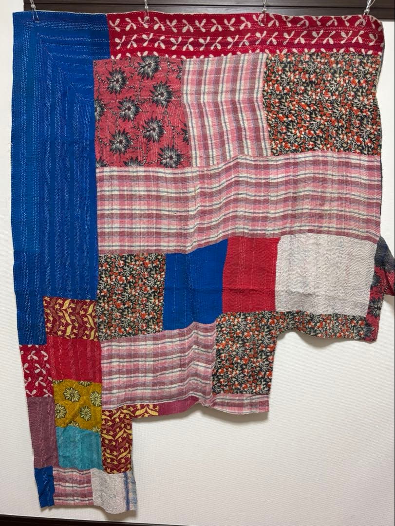 ꕥ未使用※ハギレꕥヴィンテージラリーキルト花柄パッチワークカラフル刺し子