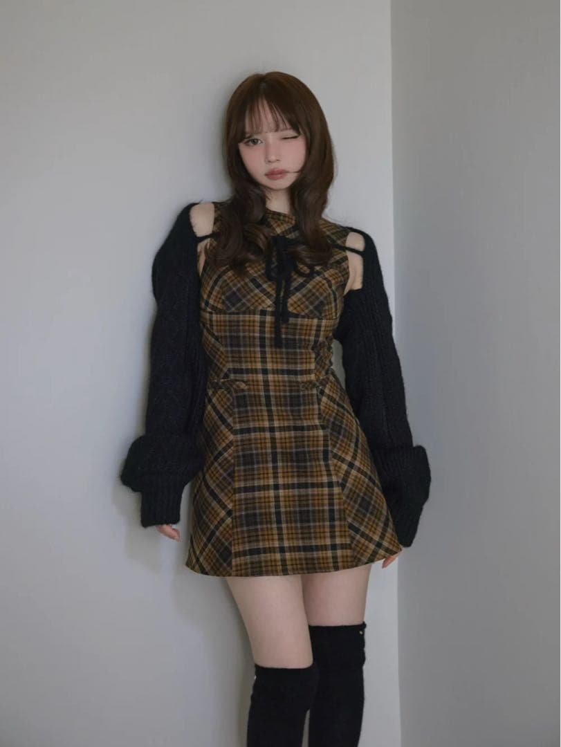ワンピース andmary Mimi check set mini dress