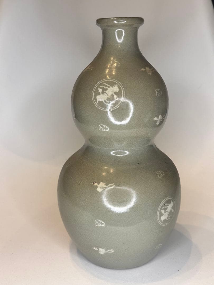 高麗青磁 葫蘆瓶 賞瓶 時代物 古陶磁 韓国 李朝 青瓷