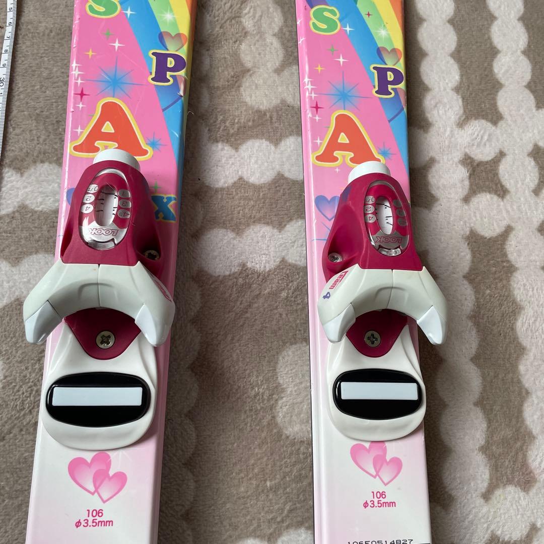 9999→KAZAMA SPAX 106cm スキー板 ピンク色レインボー