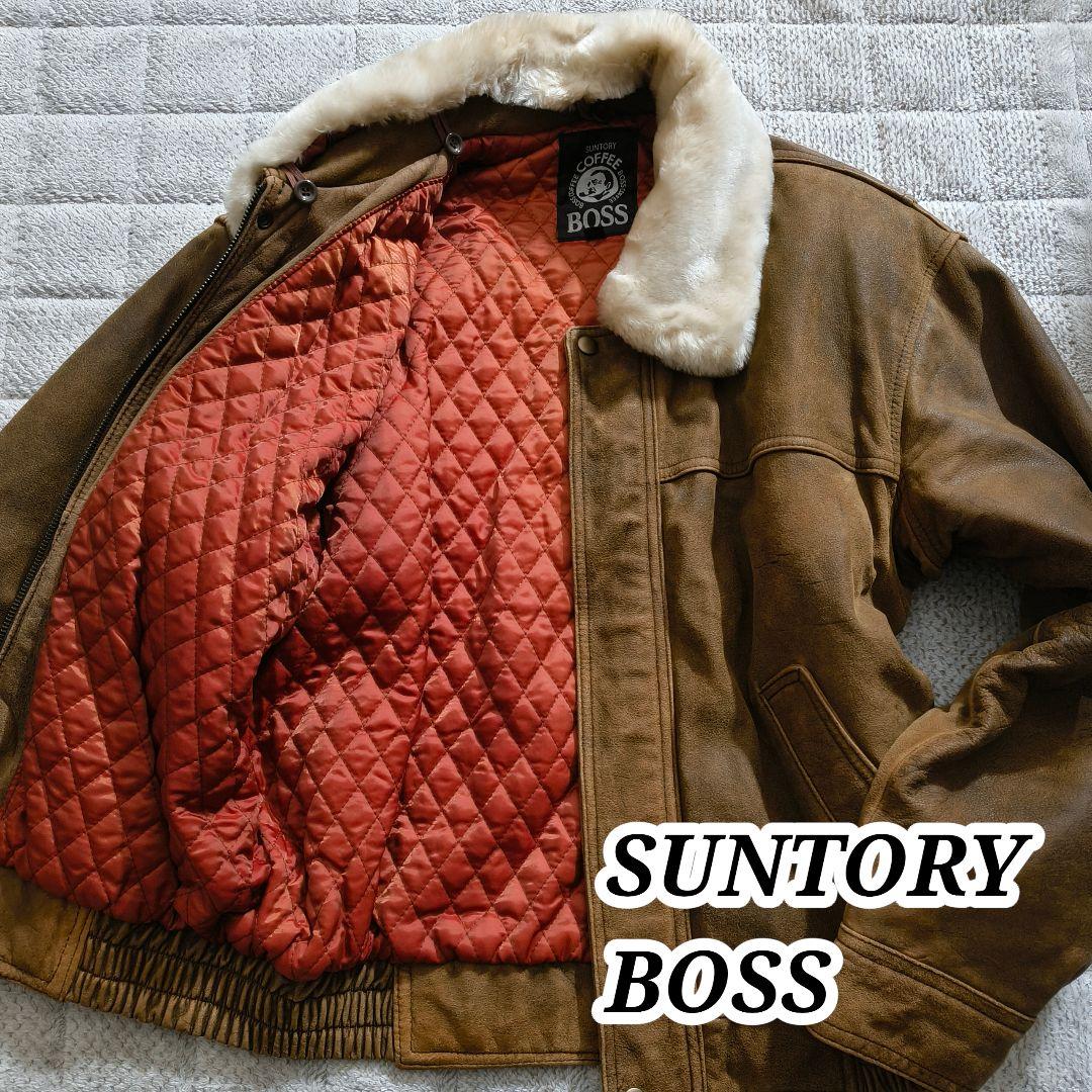 希少 本革 リアルレザー サントリー ボスジャン A-2 レザージャケット M