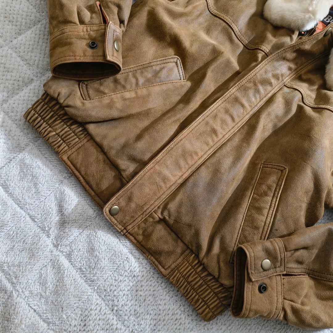 希少 本革 リアルレザー サントリー ボスジャン A-2 レザージャケット M