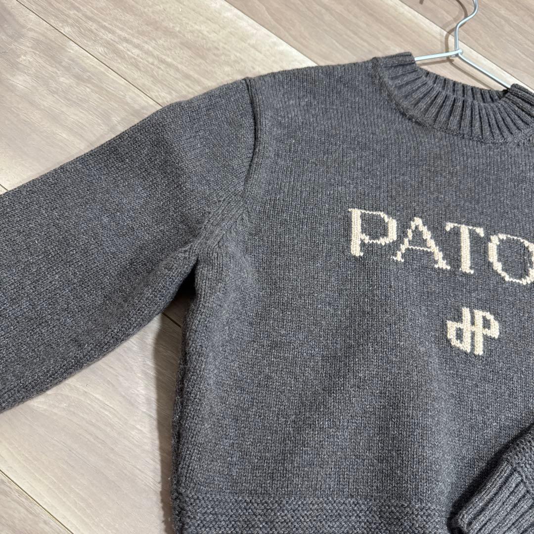 PATOU グレー ロゴ入り 長袖ニット M