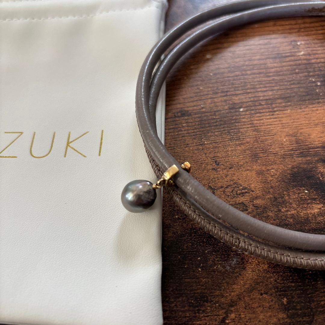 MIZUKI グレー レザー ブレスレット/ネックレス