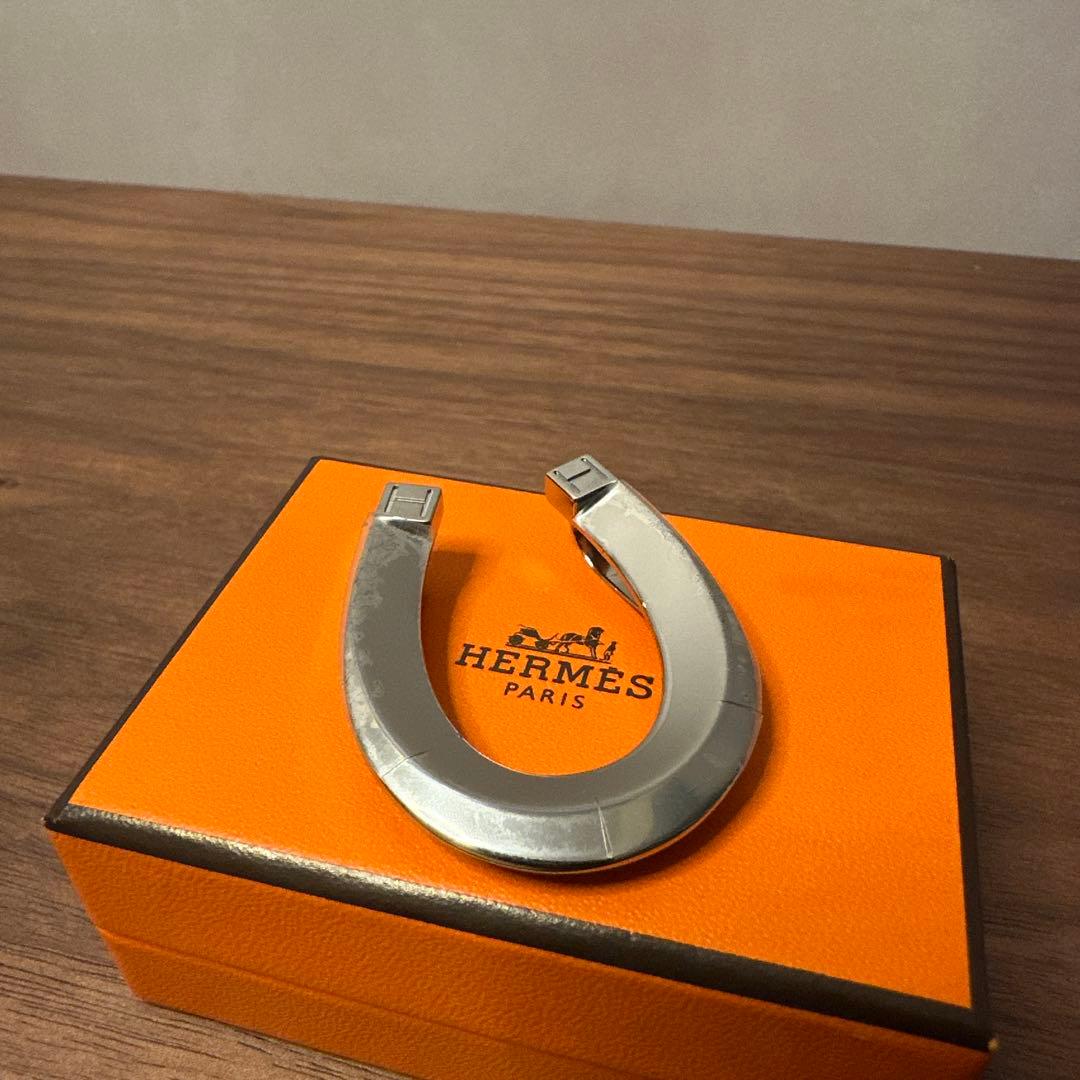【美品】HERMES ステンレススチール マネークリップ