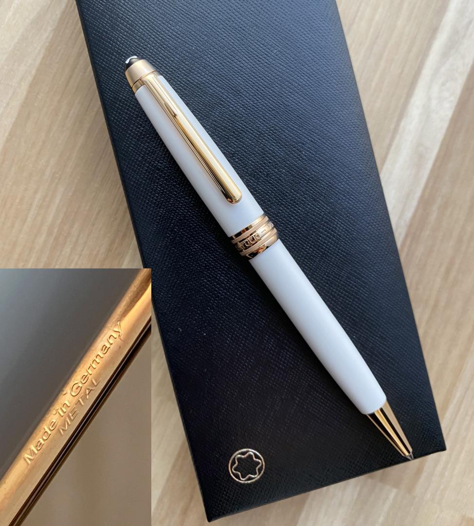 新品同様 モンブラン ホワイト ソリテール レッドゴールド ボールペン 箱付き