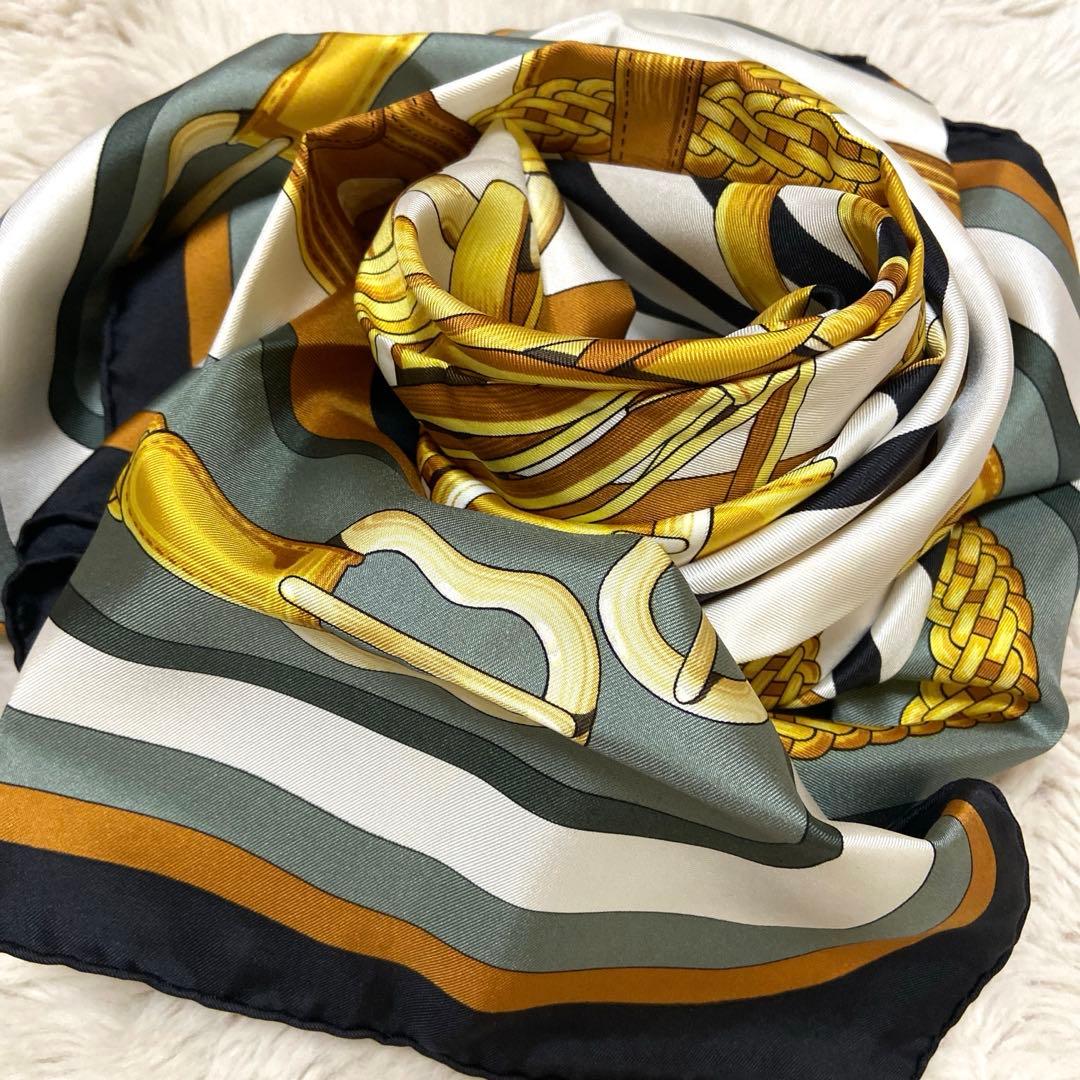 エルメスHERMES 90 カレ　コーチング　スカーフ　シルク　ビンテージ