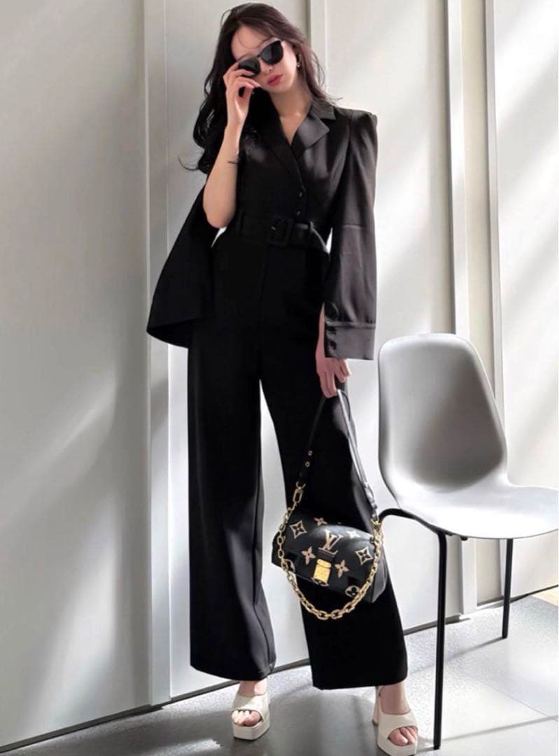  PARTY ベルト付ケープ風オールインワン　FS