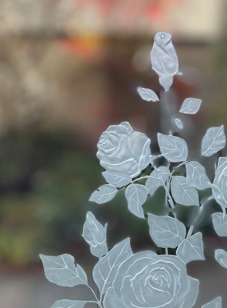 ローズ模様のサンドブラスト作品