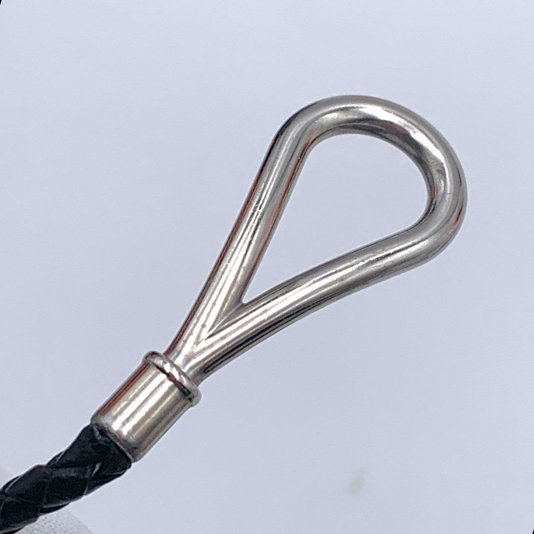 エルメス ジャンボ チョーカー 編み込み2連ブレス シルバー 黒レザー