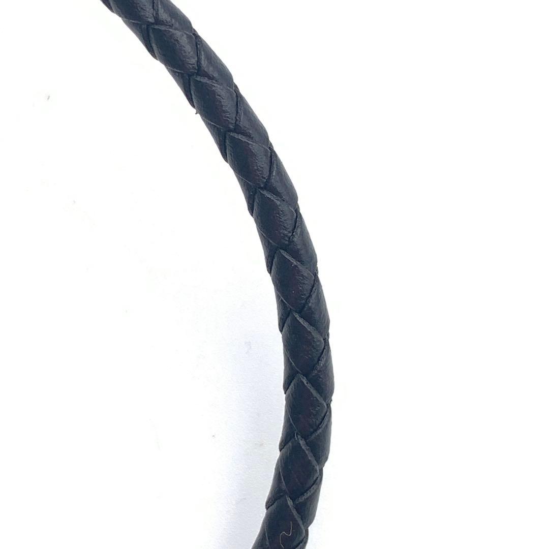 エルメス ジャンボ チョーカー 編み込み2連ブレス シルバー 黒レザー