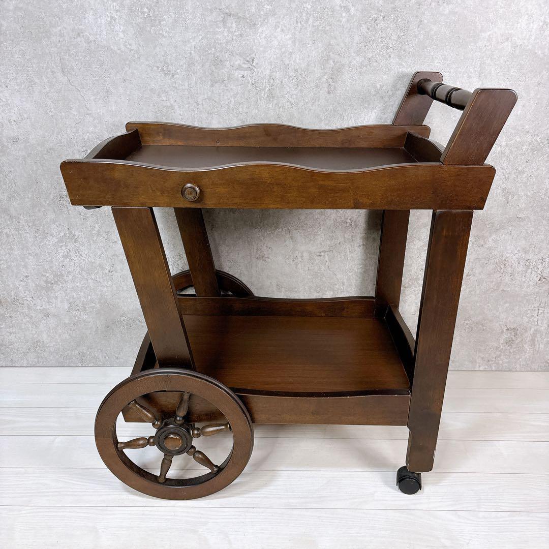 美品 karimoku カリモク キッチンワゴン 車輪 コロニアル アンティーク