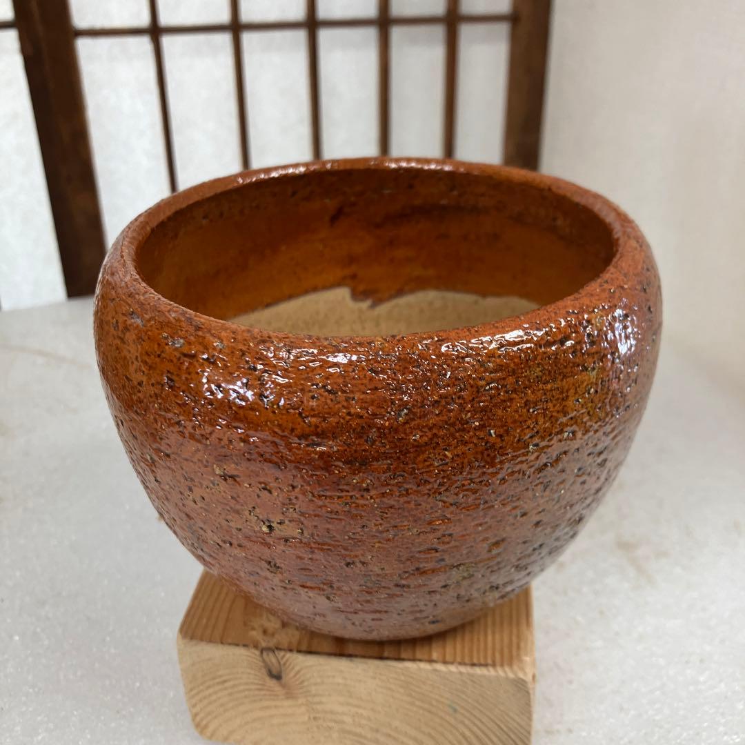 茶道具　火入　飴釉火入　八代　大樋宗春　造　葆光斎書付　共箱　N165AH