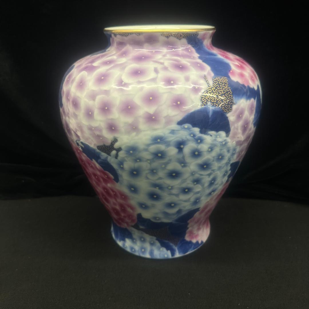 深川製磁　 金彩紫陽花図 大壺 約29cm　　中古美品