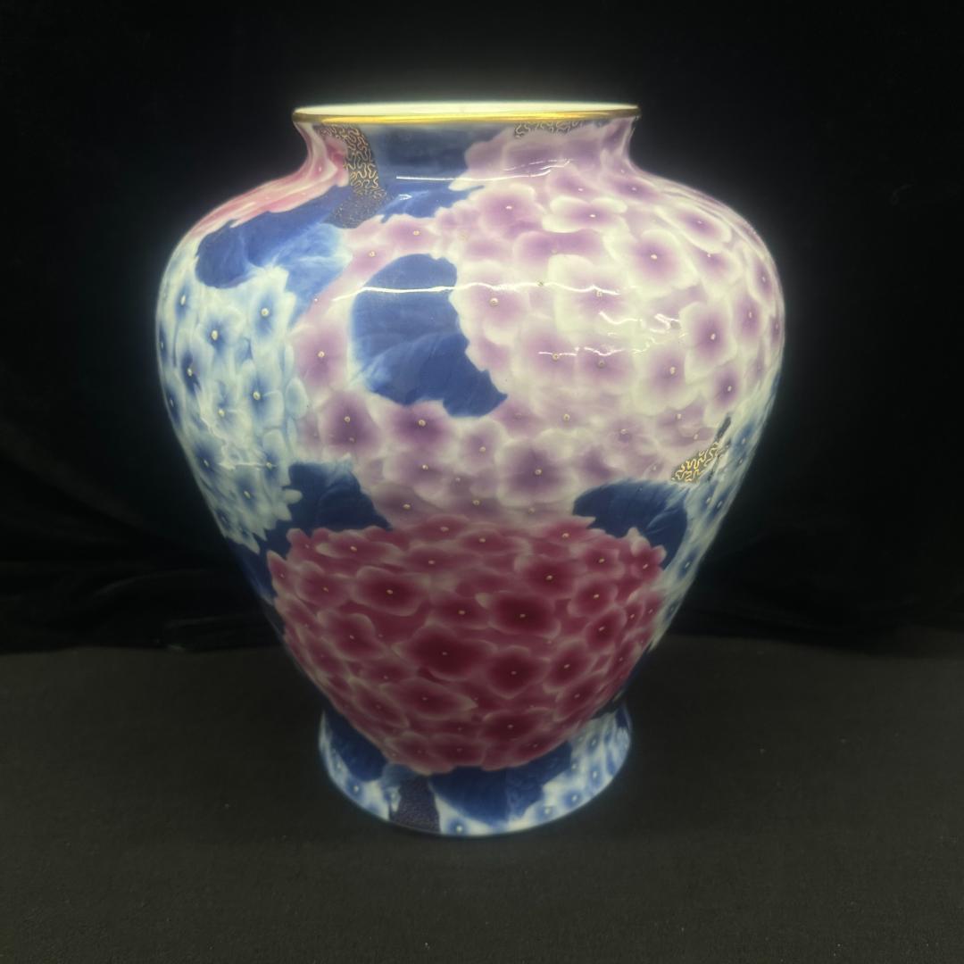 深川製磁　 金彩紫陽花図 大壺 約29cm　　中古美品