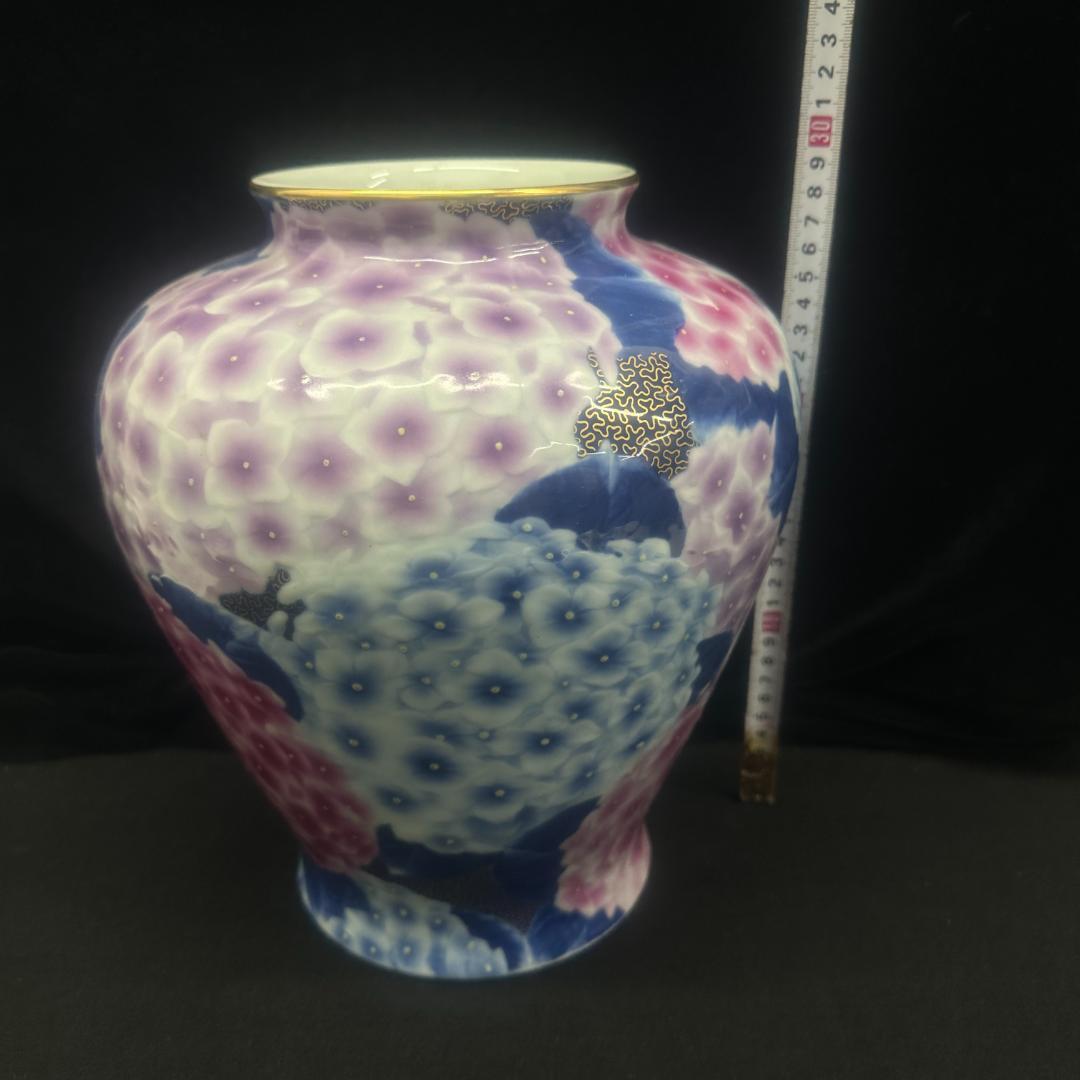 深川製磁　 金彩紫陽花図 大壺 約29cm　　中古美品