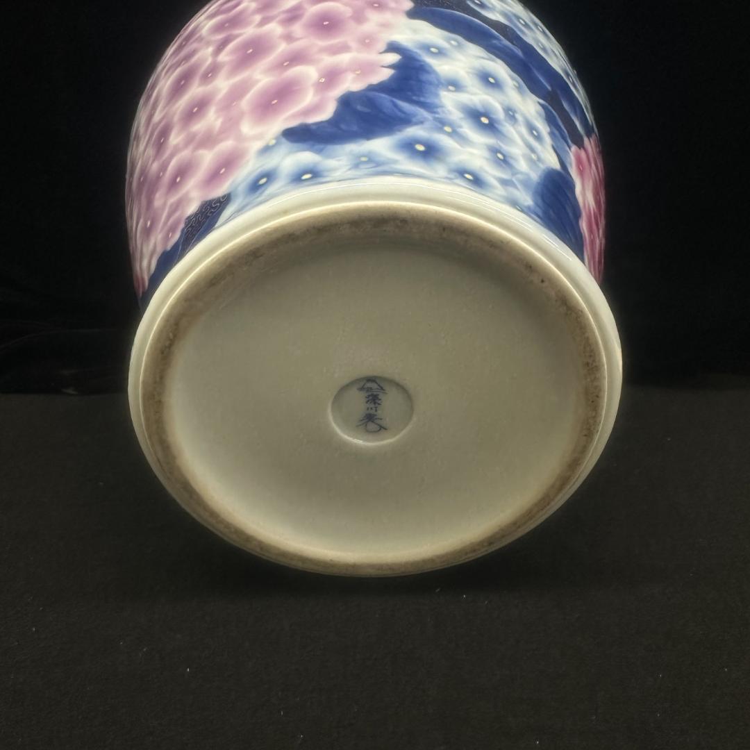 深川製磁　 金彩紫陽花図 大壺 約29cm　　中古美品