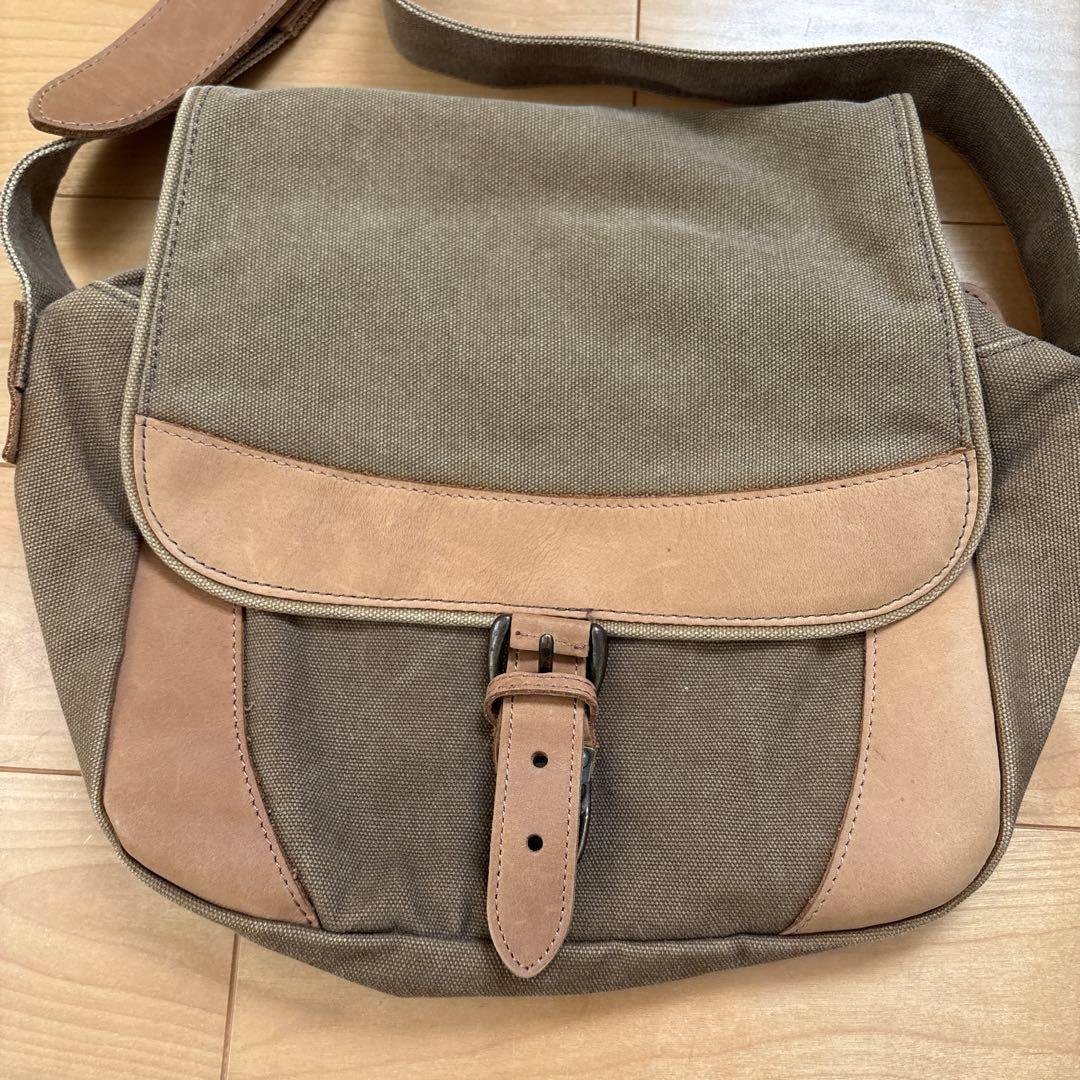 llbean メッセンジャーバッグ　レザー　キャンパス　ハンティングバッグ