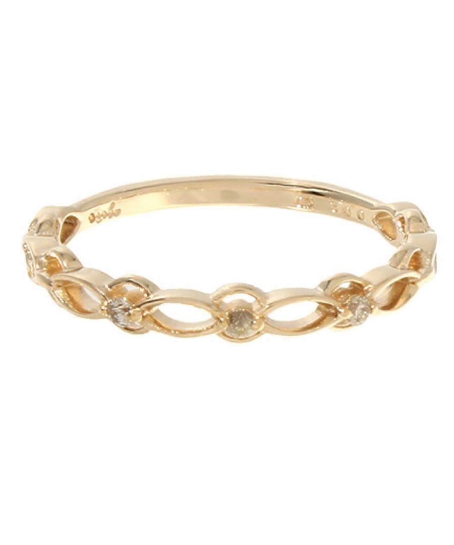 【美品】agete アガット K10 リング5号ダイヤモンド 透かしレース