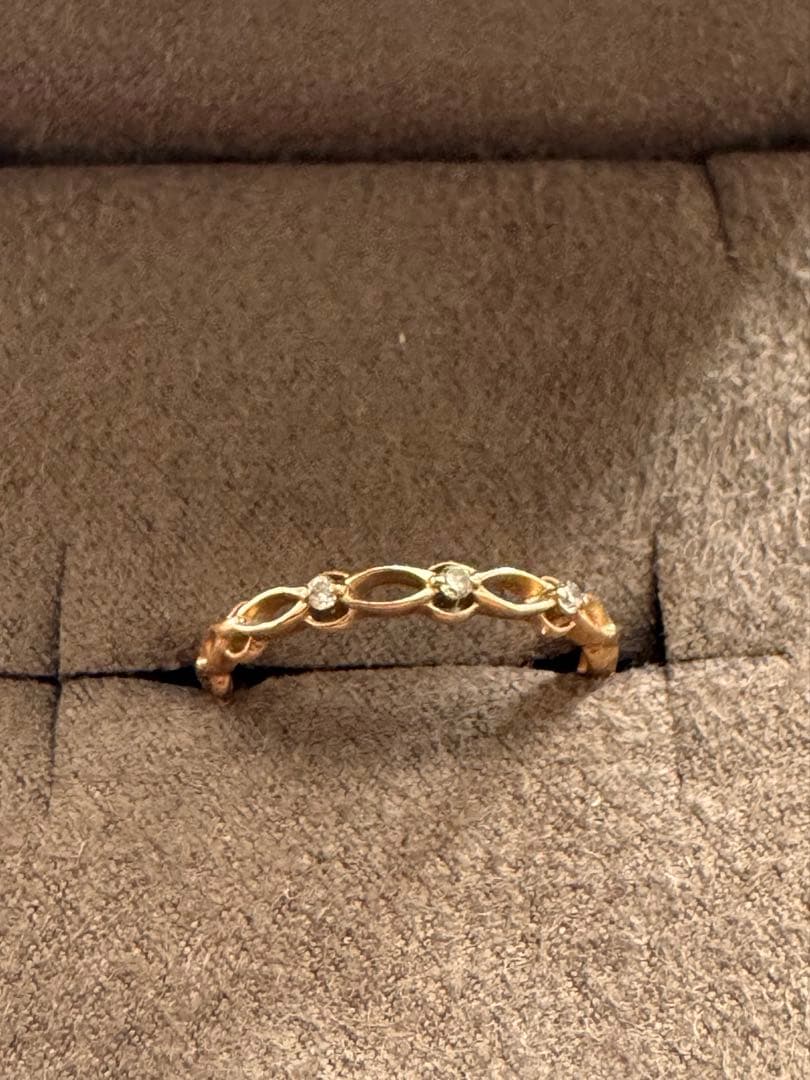 【美品】agete アガット K10 リング5号ダイヤモンド 透かしレース