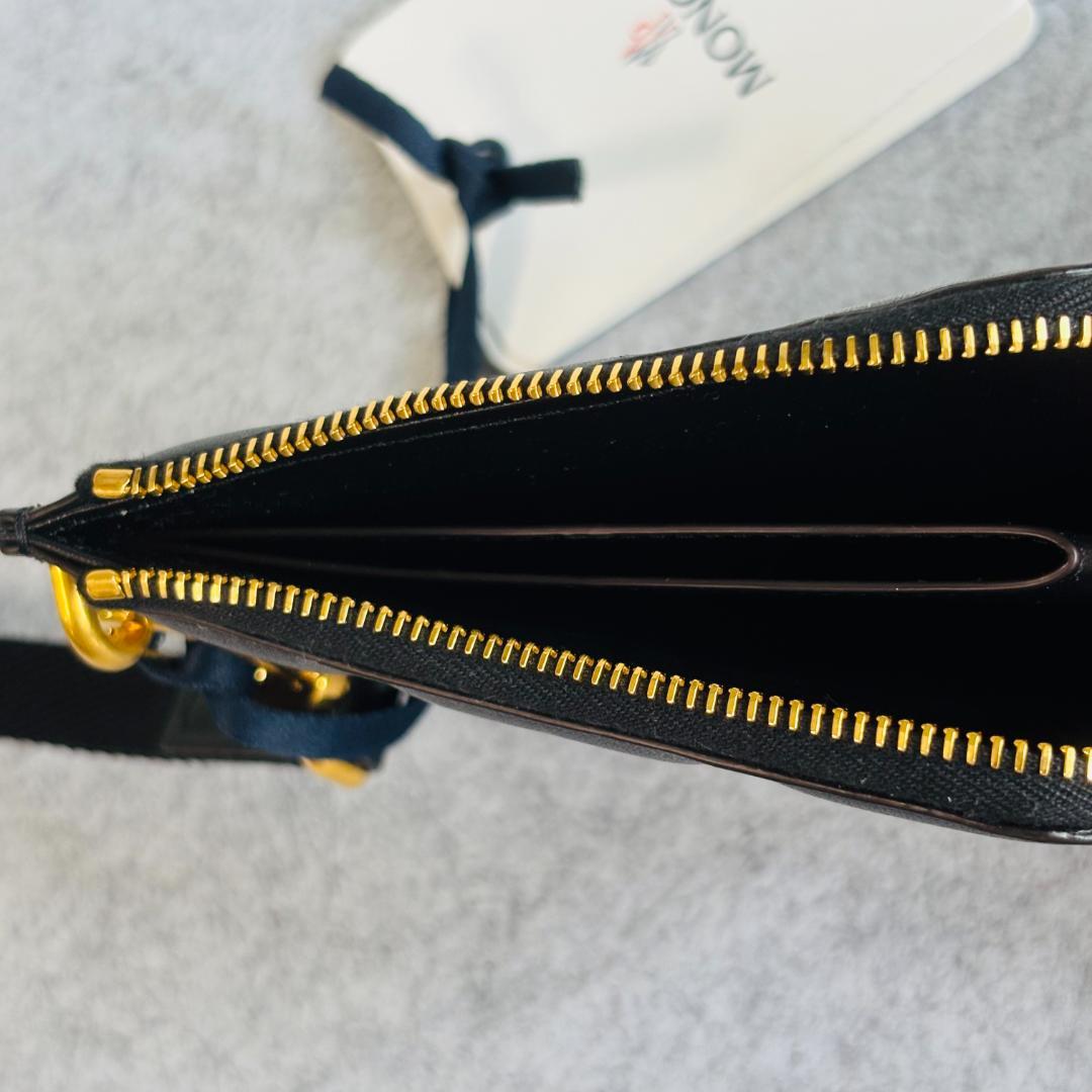 モンクレール ミニ財布 ケース ストラップ 黒　MONCLER