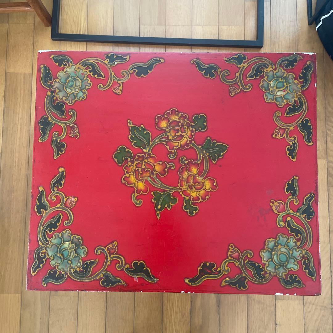 アンティーク　長持　中国家具　赤の木製箱