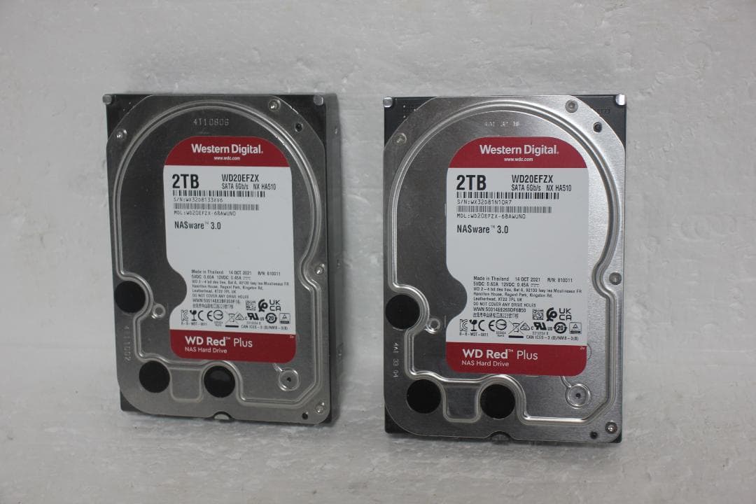 【健康状態注正常】3.5インチHDD WD RED 2TB 2個まとめての