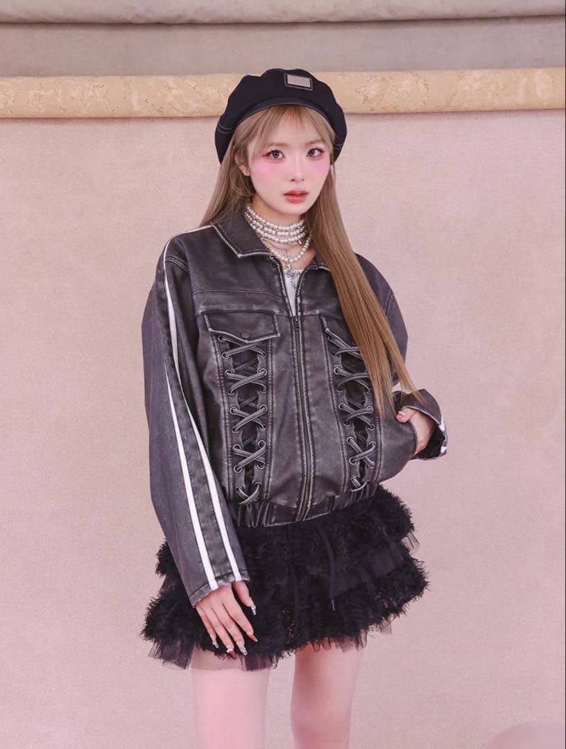 ダーリッチ ラインレザーオーバージャケット