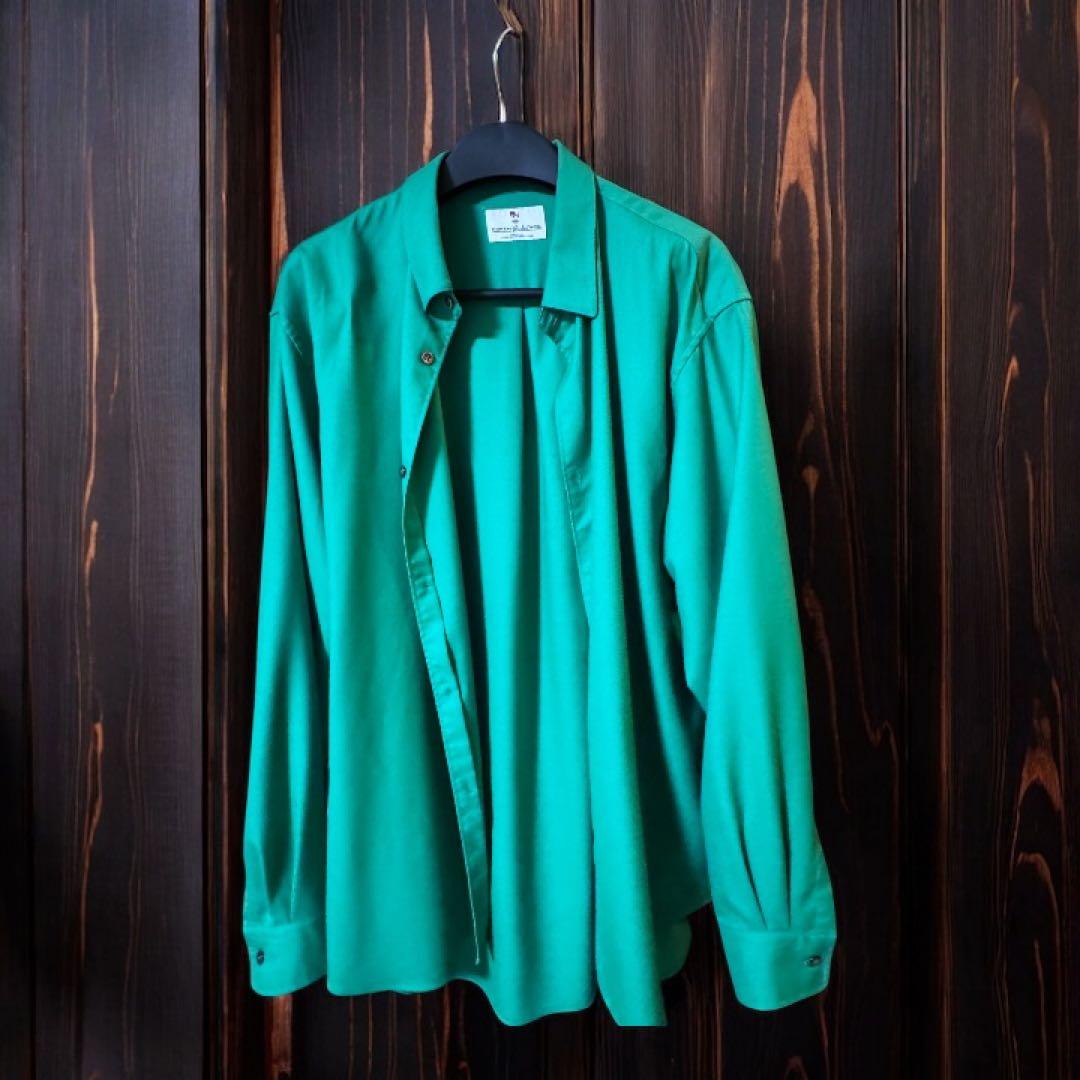 MBハイエンド尾州ウールシャツ（リラックスフィット）　グリーン　Lサイズ