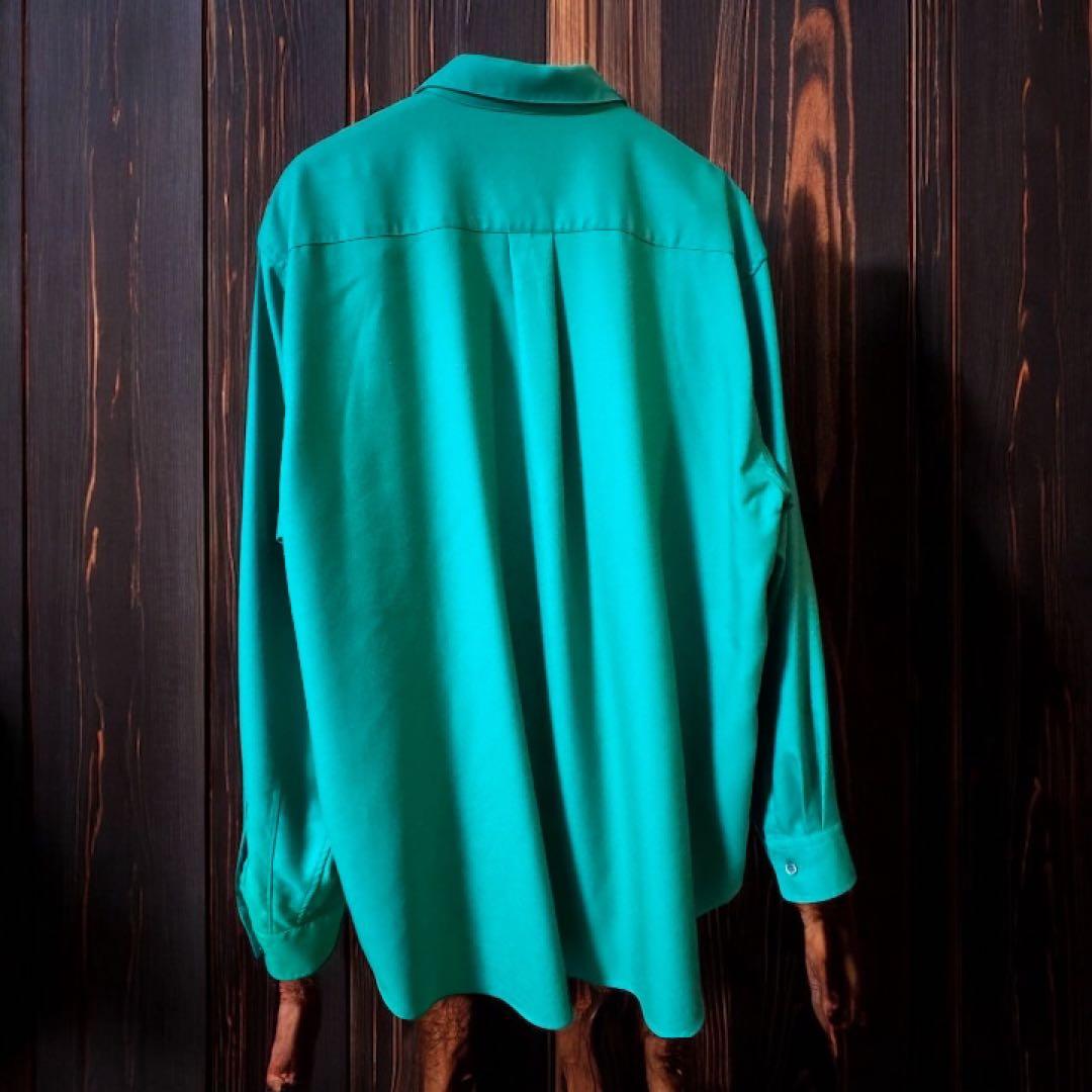 MBハイエンド尾州ウールシャツ（リラックスフィット）　グリーン　Lサイズ