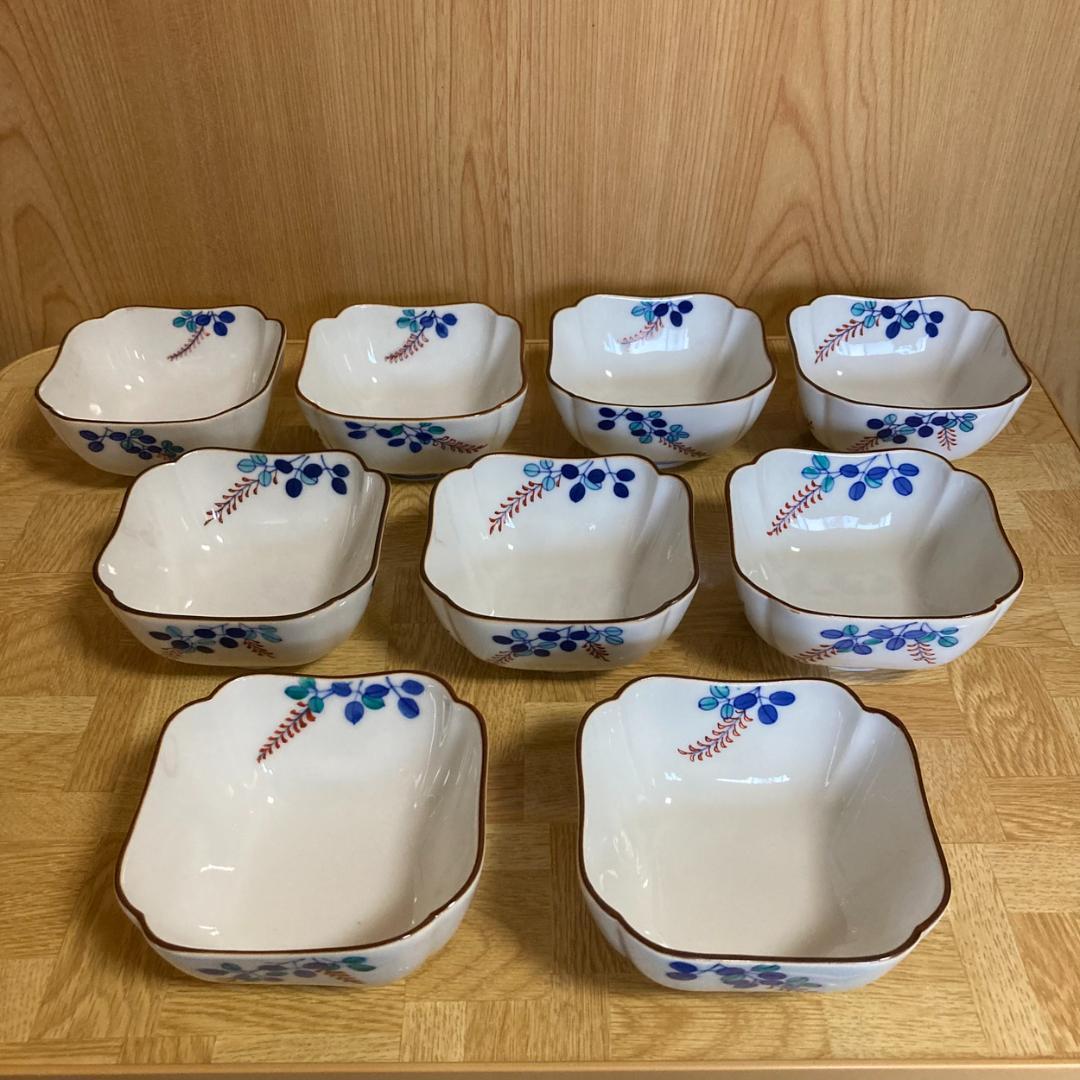 辻精磁社　萩文染付　小鉢　十四代辻常陸作　宮内庁御用達　9客セット