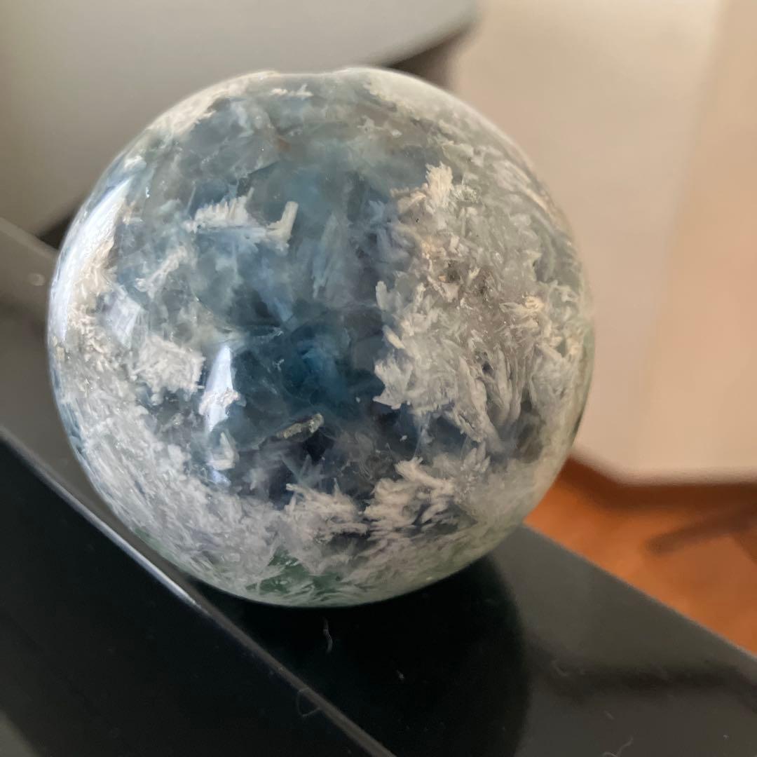 はち。さま専用ブルーグリーン　エンジェルフェザーフローライト　天然石置物