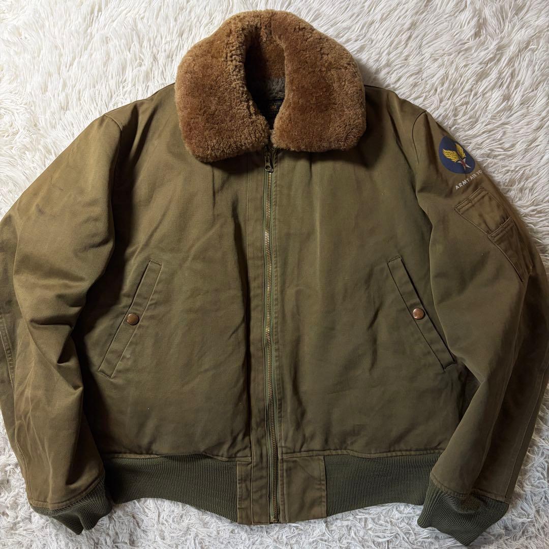 【雰囲気抜群】フライトジャケット　B-15 襟ボア　カーキ　40
