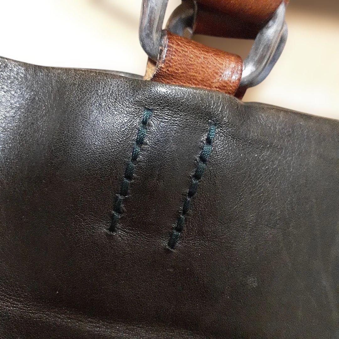 【土日限定】Daniel & Bob★レザー トートバッグ(カーキ × 茶)