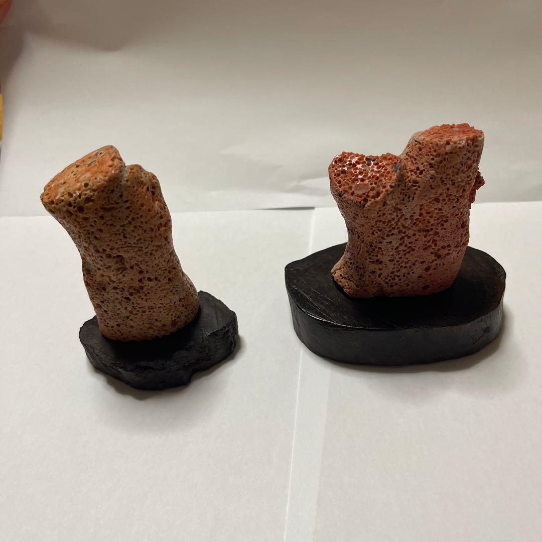 桃サンゴ？　珊瑚風　置き物　2点まとめ売り