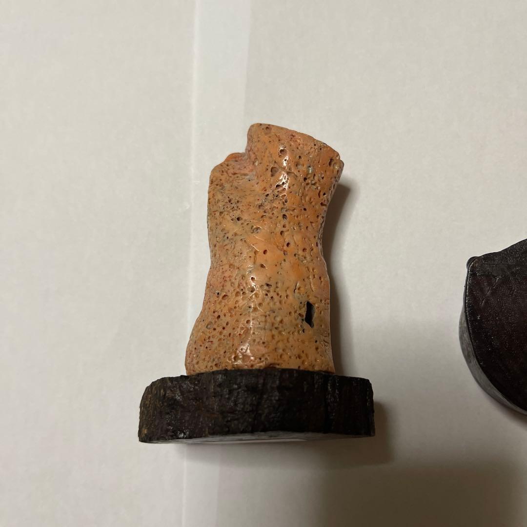 桃サンゴ？　珊瑚風　置き物　2点まとめ売り