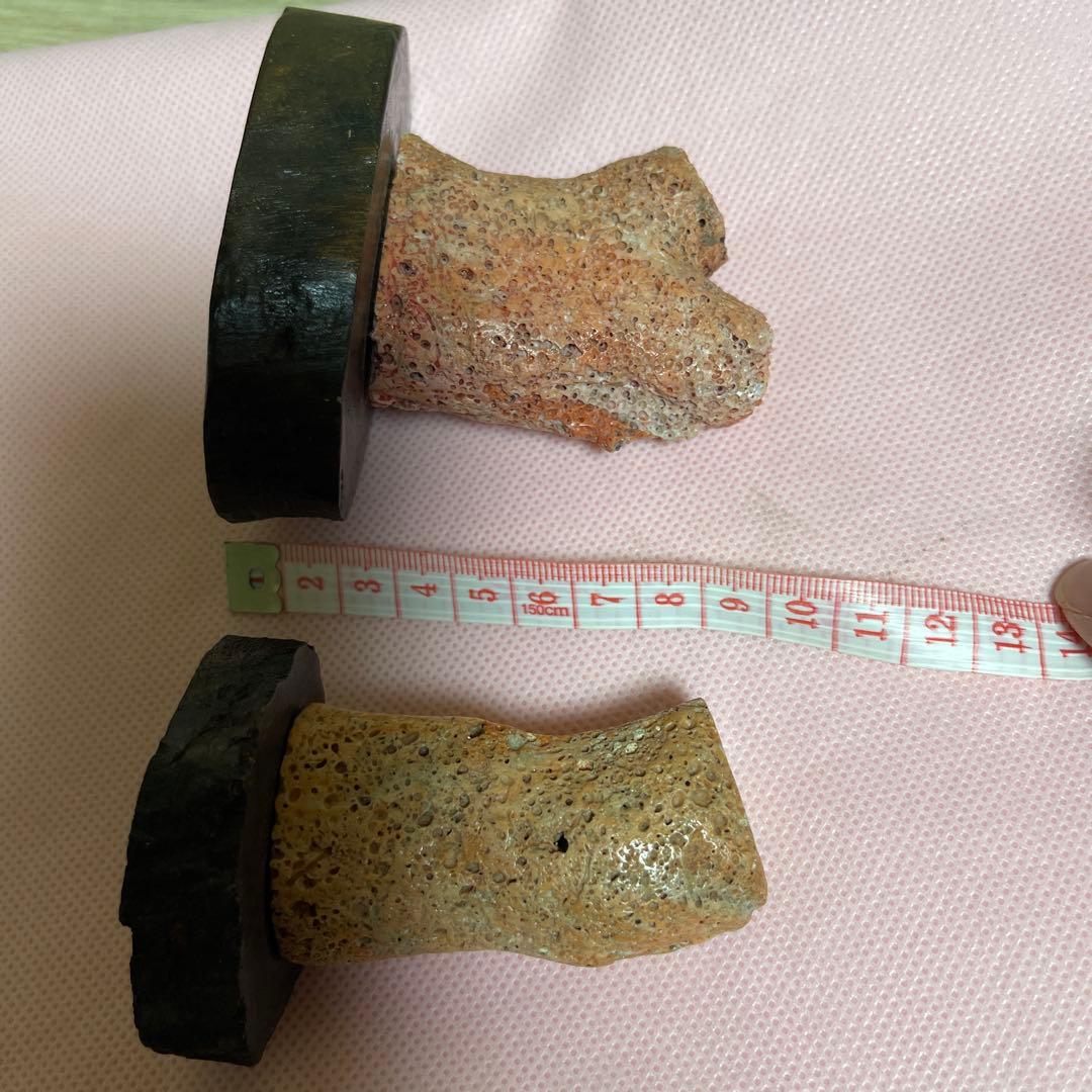 桃サンゴ？　珊瑚風　置き物　2点まとめ売り