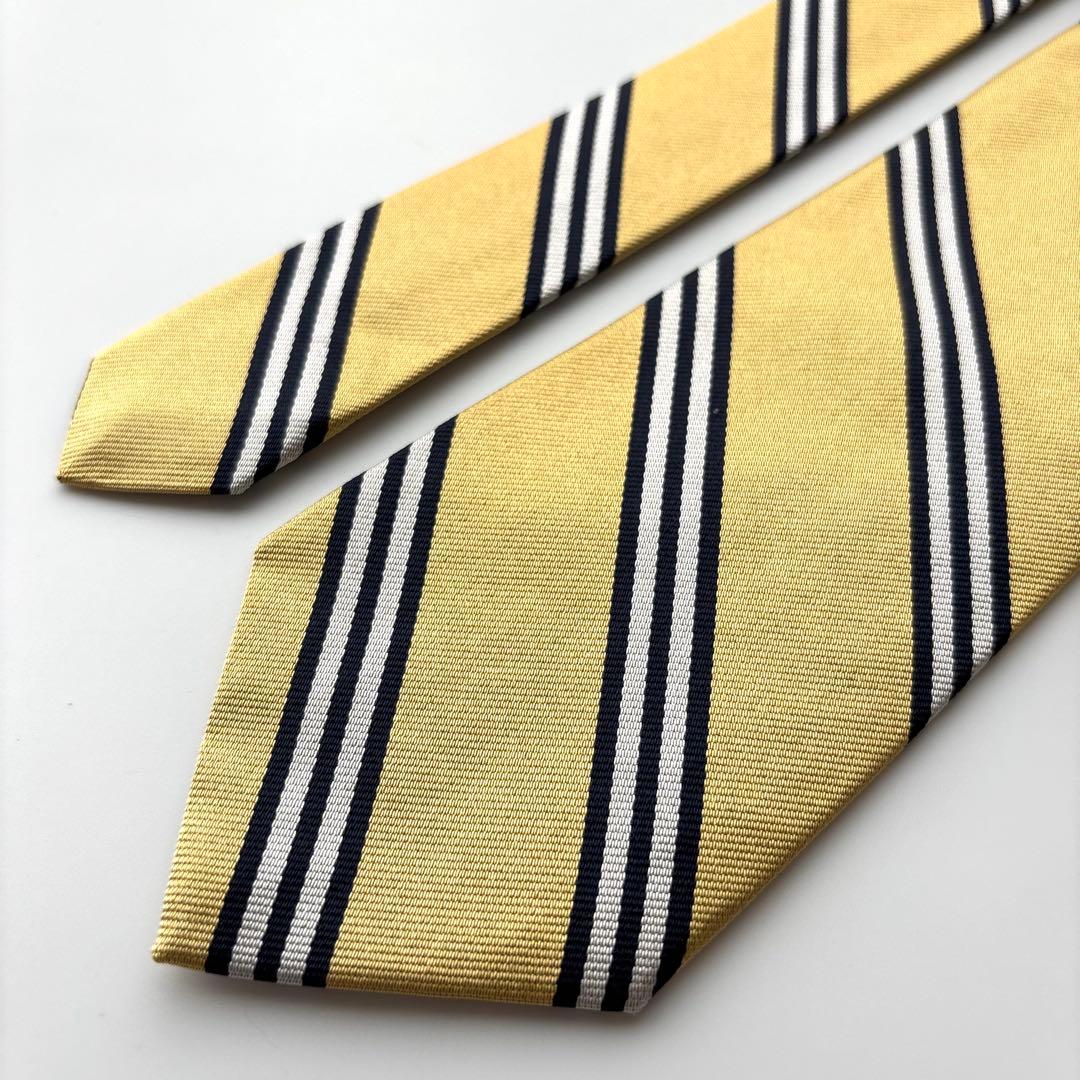 ꧁極美品꧂ ブルックスブラザーズ ネクタイ ストライプ イエロー ホワイト 光沢