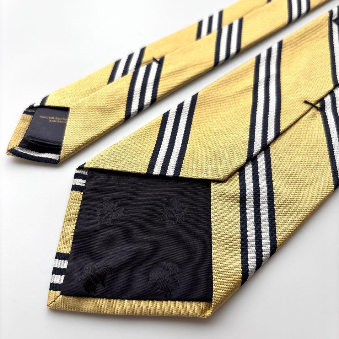 ꧁極美品꧂ ブルックスブラザーズ ネクタイ ストライプ イエロー ホワイト 光沢