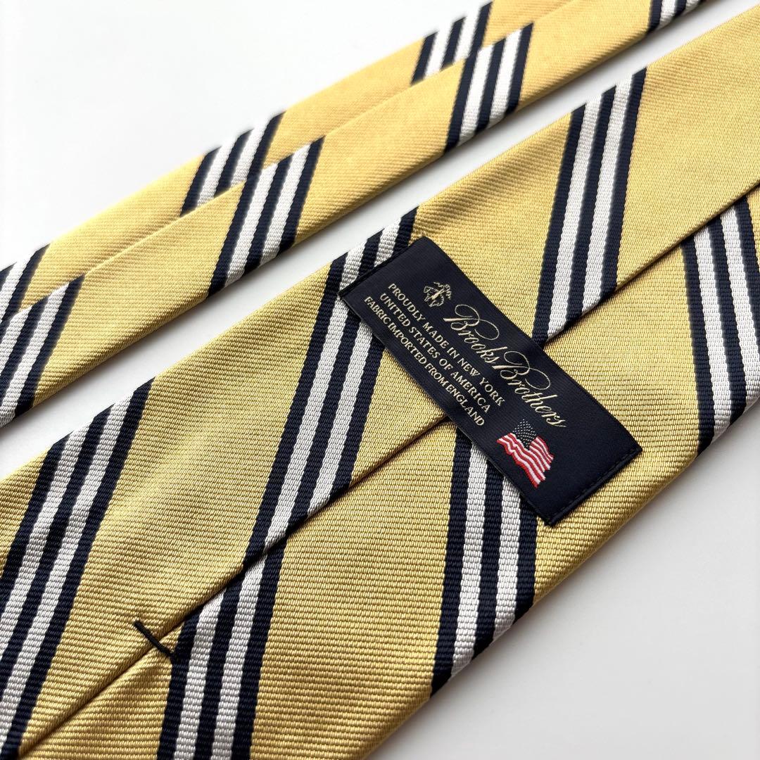 ꧁極美品꧂ ブルックスブラザーズ ネクタイ ストライプ イエロー ホワイト 光沢
