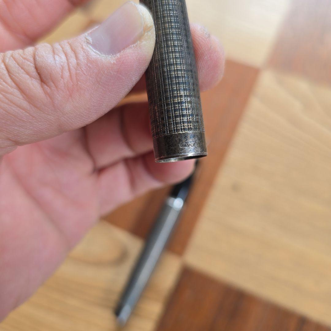 ステンレススチール 万年筆 ストライプデザイン ( pt) silver